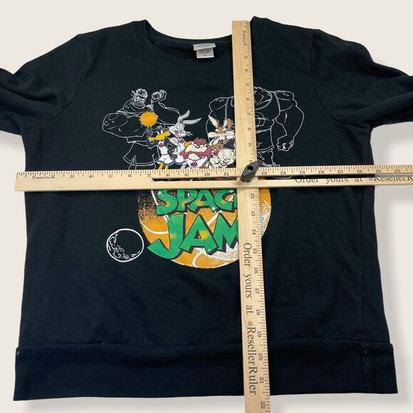 Space Jam Looney Tunes Sweatshirt Black Womens Size Medium Taz Bugs Bunny - Picture 3 of 8